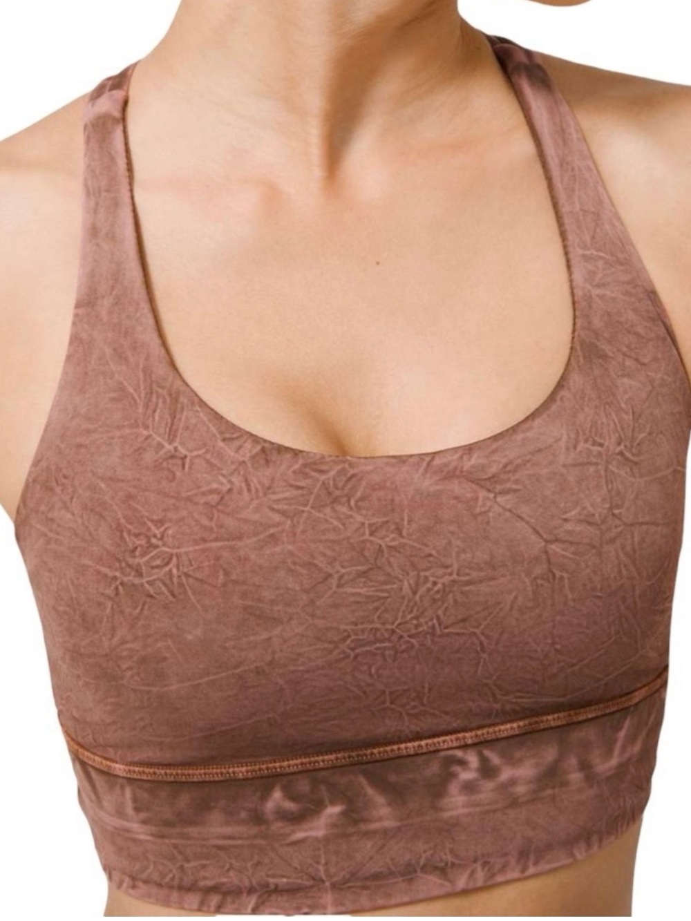 lululemon Energy Bra Earthy Brown Washed Tie-Dye Sports Bra Size 8